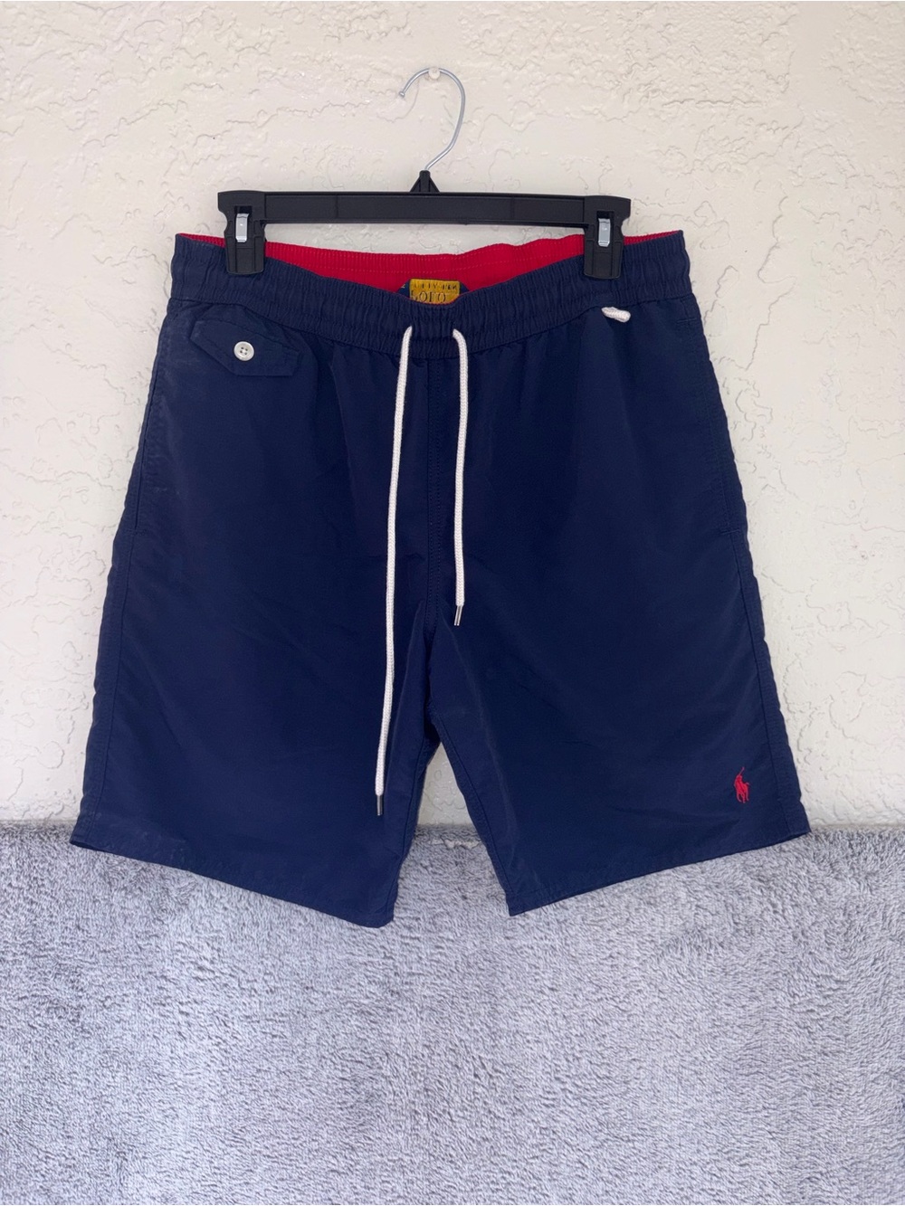 Polo by Ralph Lauren Men’s small Navy Swim Trunks with Red Logo